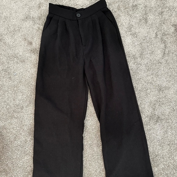 Black linen full length dress pants with pockets - Picture 1 of 6